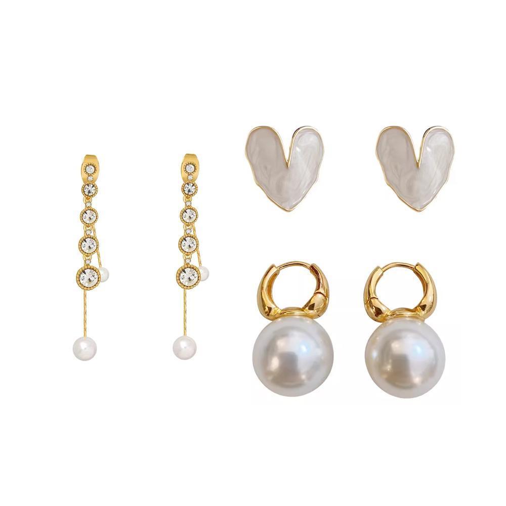 Golden Pearl Stud Earrings For Women Wedding Jewelry Perfect Gift High Style