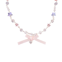 Elegant Women Ballet Necklace Luxury Star Clavicle Chain Transparent Pink