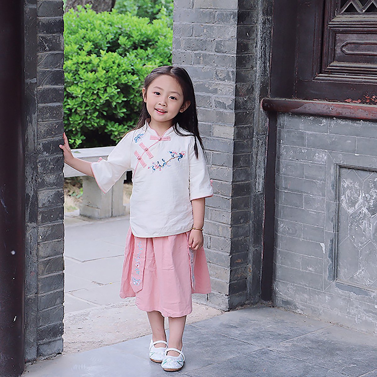 Girls' Traditional Chinese Clothing Hanfu Two Piece Set