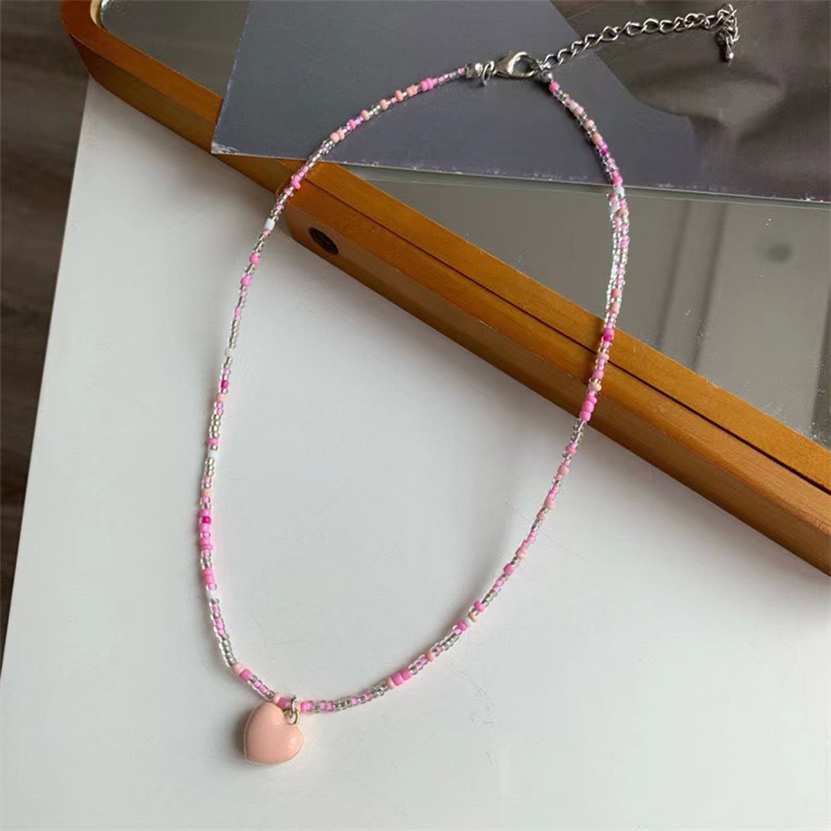 Colourful Pendant Necklace with Small Beads Fashion Jewellery for Women Girls