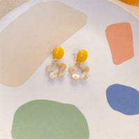 Contrast Colour Floral Earrings Elegant Fashion Jewelry for Women Stylish