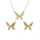 Elegant Vintage Butterfly Pendant Necklace and Earrings Set Stylish Jewelry Gift