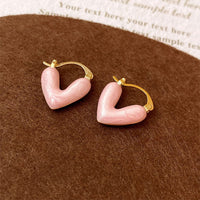 Romantic Pink Dripping Heart Dangle Earrings Women Girls Fashion Jewelry