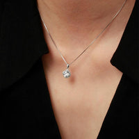 Fashion 925 Sterling Silver Stunning Square Cubic Zircon Pendant Necklace Chain