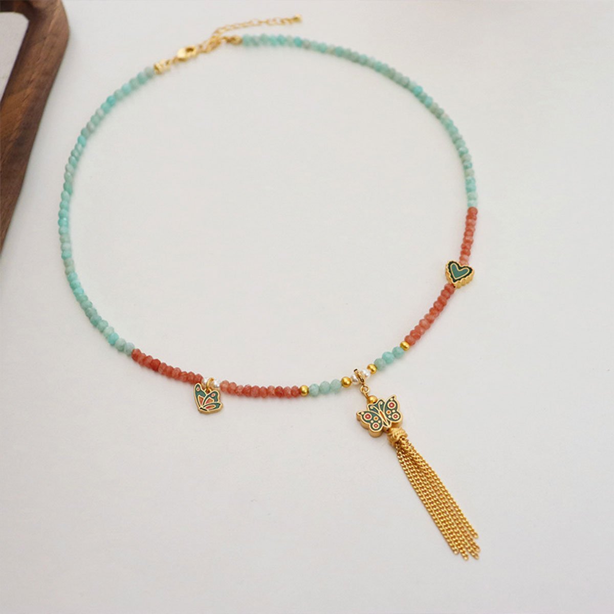 New Chinese Butterfly Pendant Beaded Necklace with Fringe Exquisite Fashion