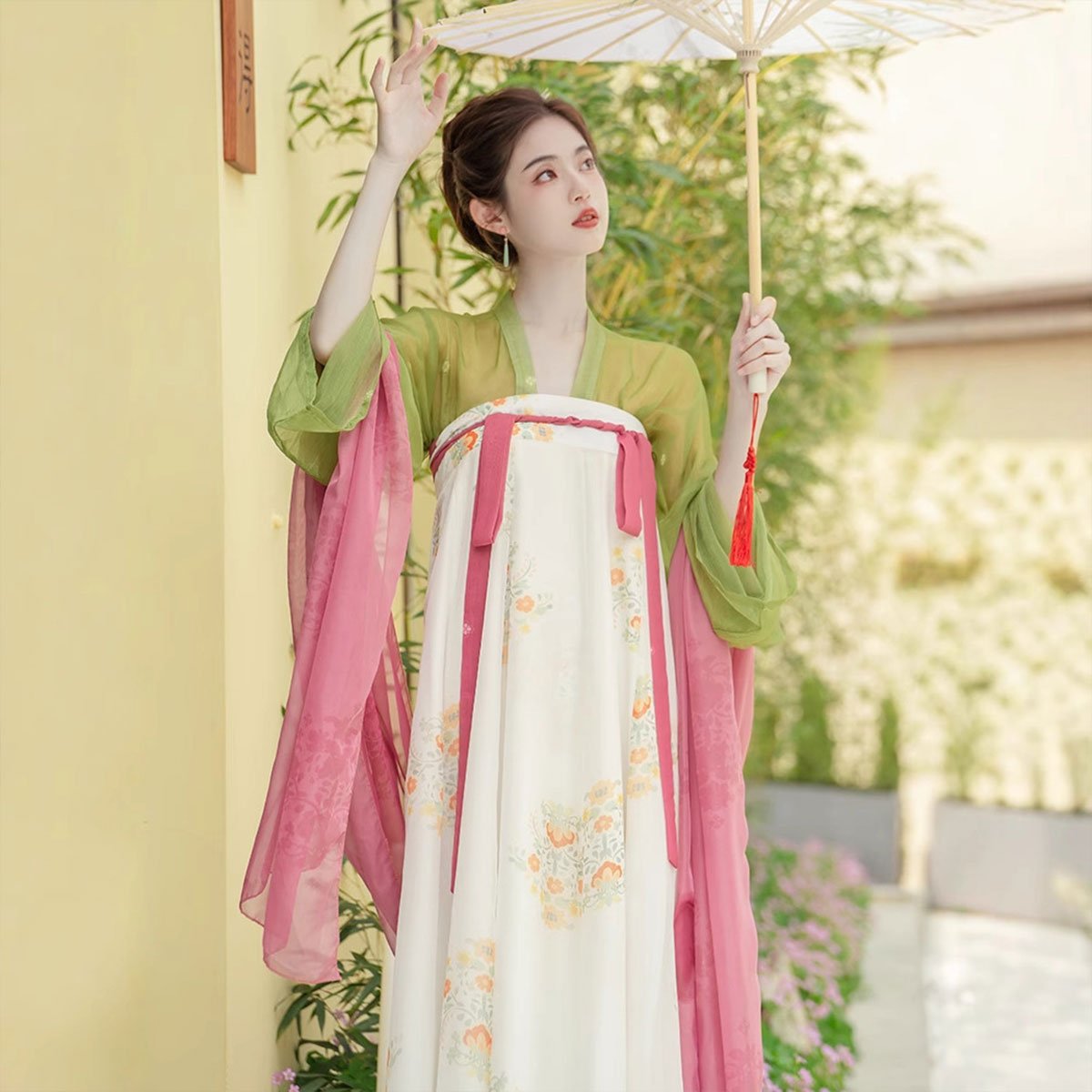 New Chinese Women's Clothing Tang Style Hanfu Elements Daily Chest-length Dress Tea Clothing Two-piece Set