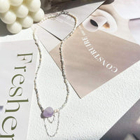 Purple Crystal Pendant Pearl Necklace Elegant Fashion Jewellery Trendy