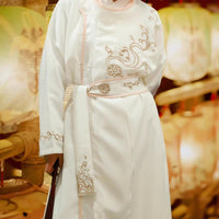 Boys' Hanfu Male Dress - Traditional White Embroidered Costume