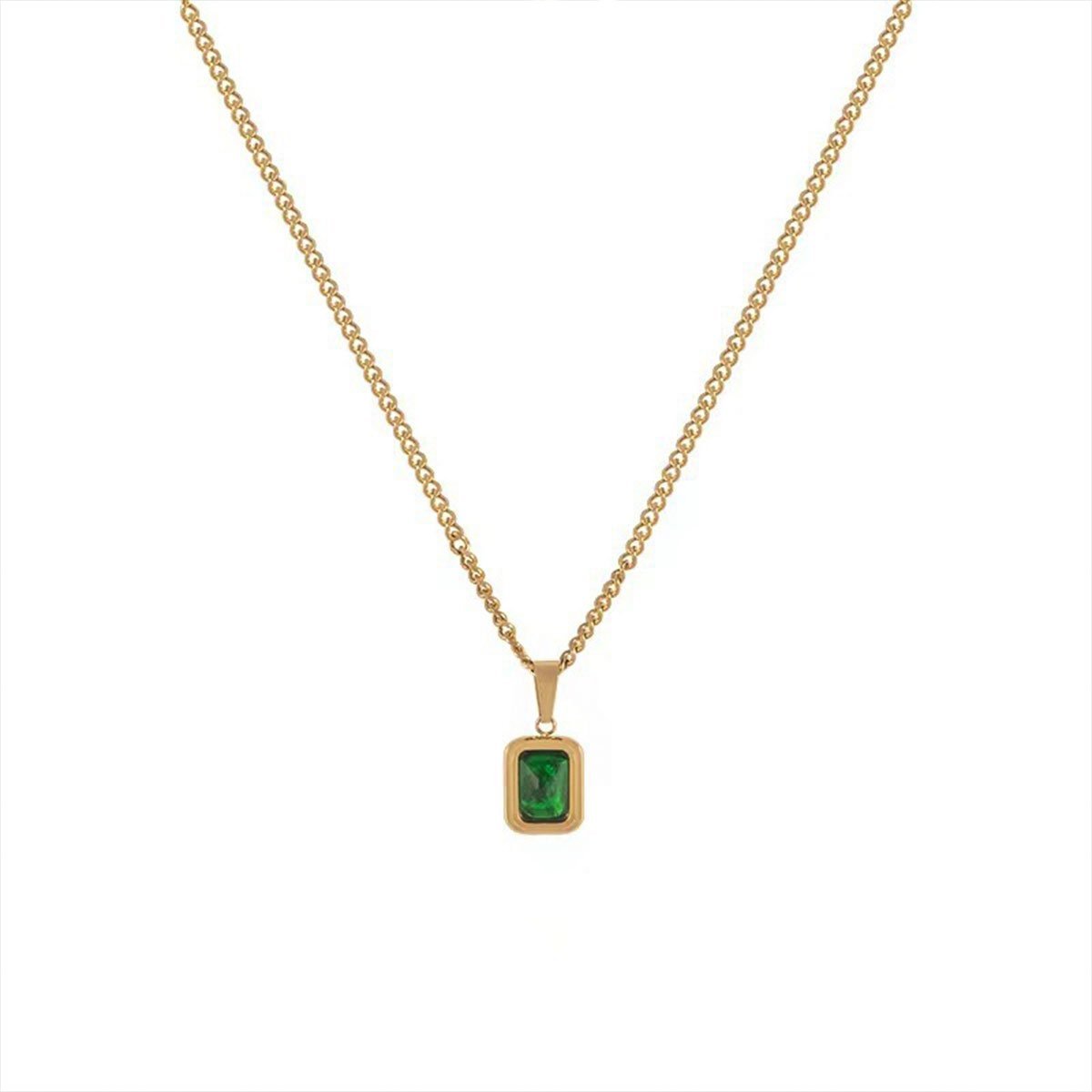 Emerald Green Crystal Necklace Gold Plated Pendant for Women Fashion Jewelry