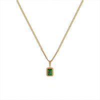 Emerald Green Crystal Necklace Gold Plated Pendant for Women Fashion Jewelry