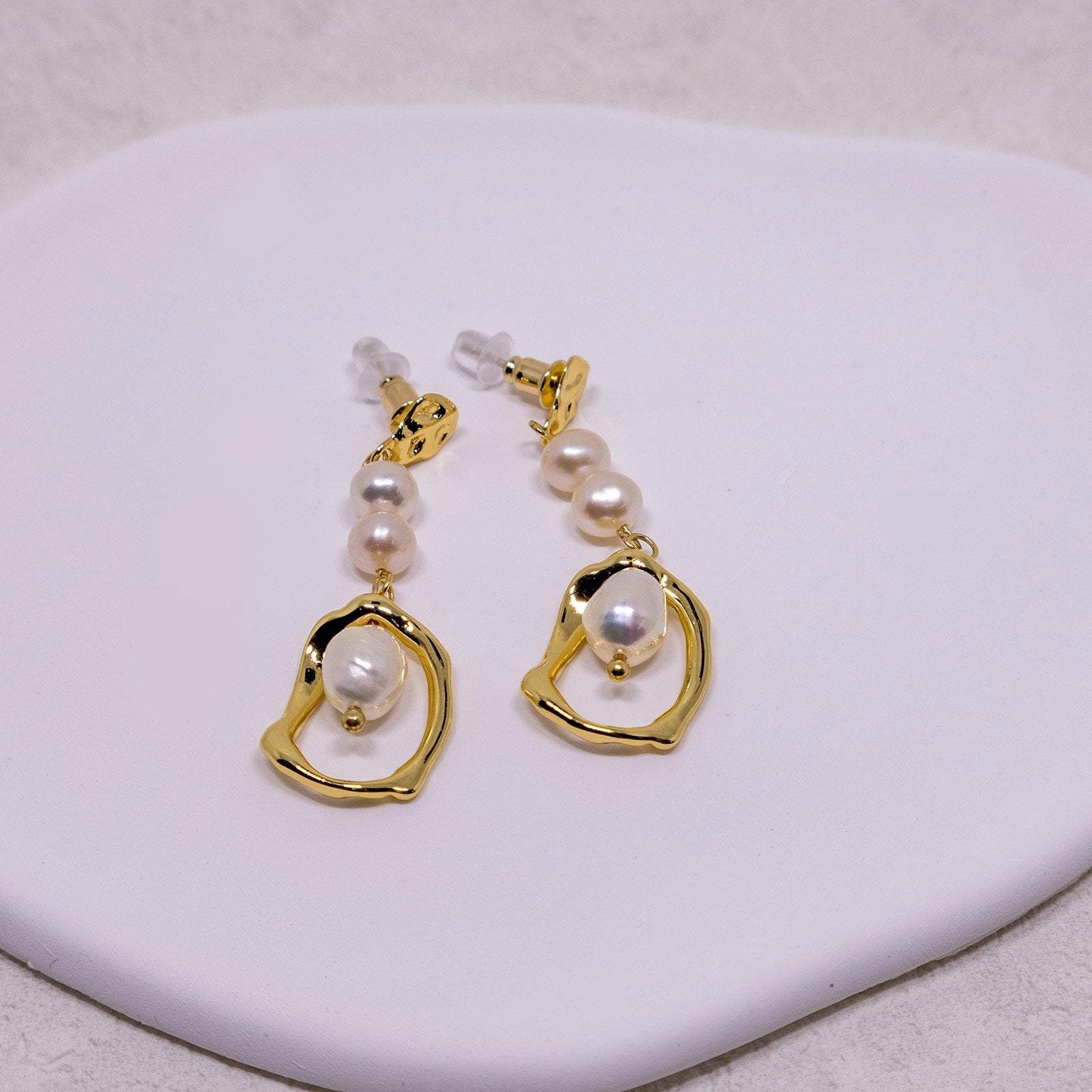 Long Natural Freshwater Pearl Earrings Elegant Women High-End Jewelry Gift