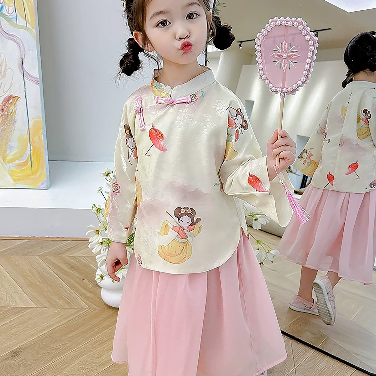 Girls Two-Piece Hanfu Clothing Set