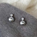 Gray Imitation Pearl Zircon Earrings Elegant Fashion Jewellery Women Gifts