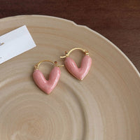 Romantic Pink Dripping Heart Dangle Earrings Women Girls Fashion Jewelry