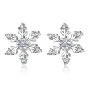 Zircon Snowflake Christmas Earrings Studs Winter Jewelry for Women and Girls