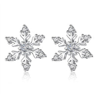 Zircon Snowflake Christmas Earrings Studs Winter Jewelry for Women and Girls