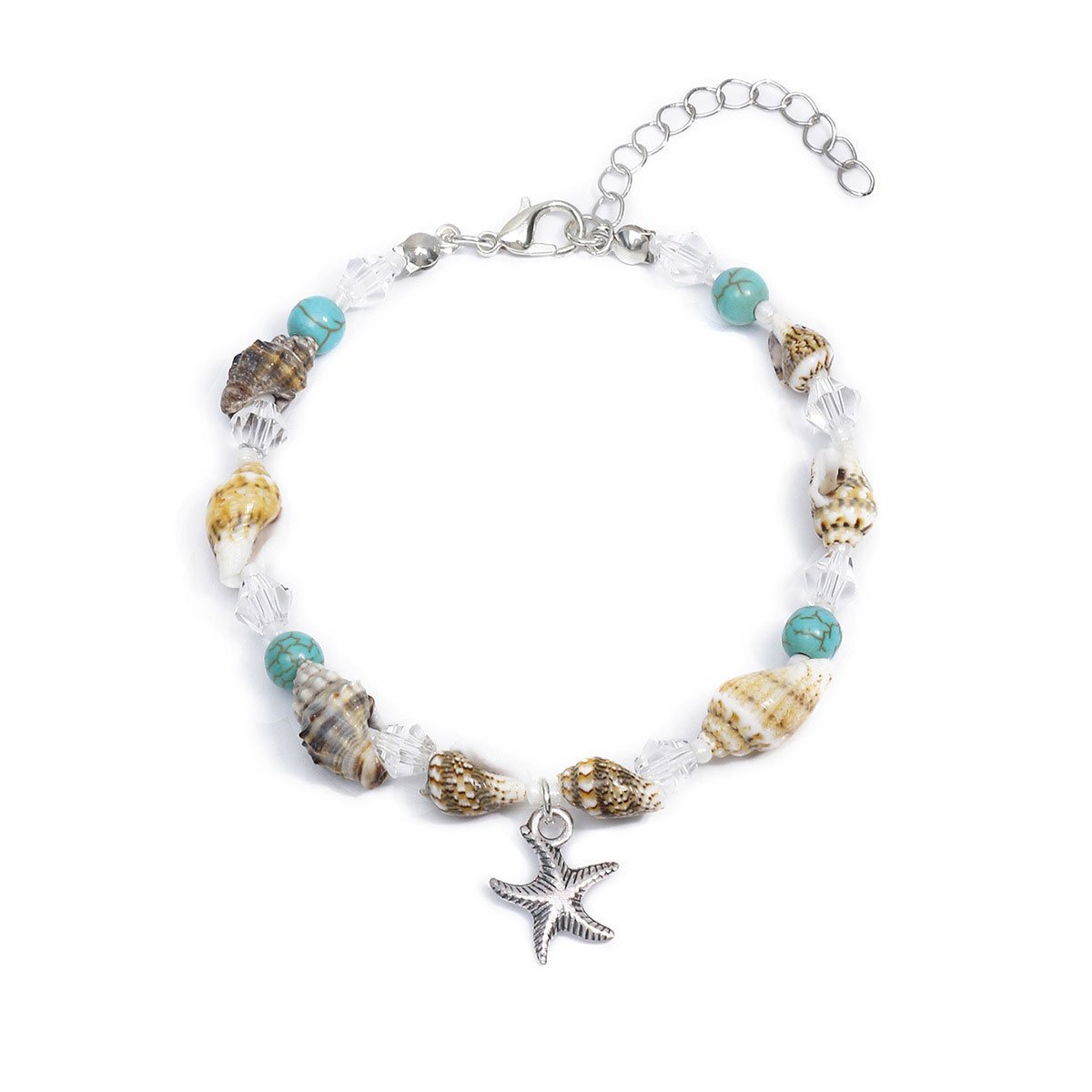 Sea Shell Conch Starfish Anklet Necklace Set for Women Beach Jewelry Gift