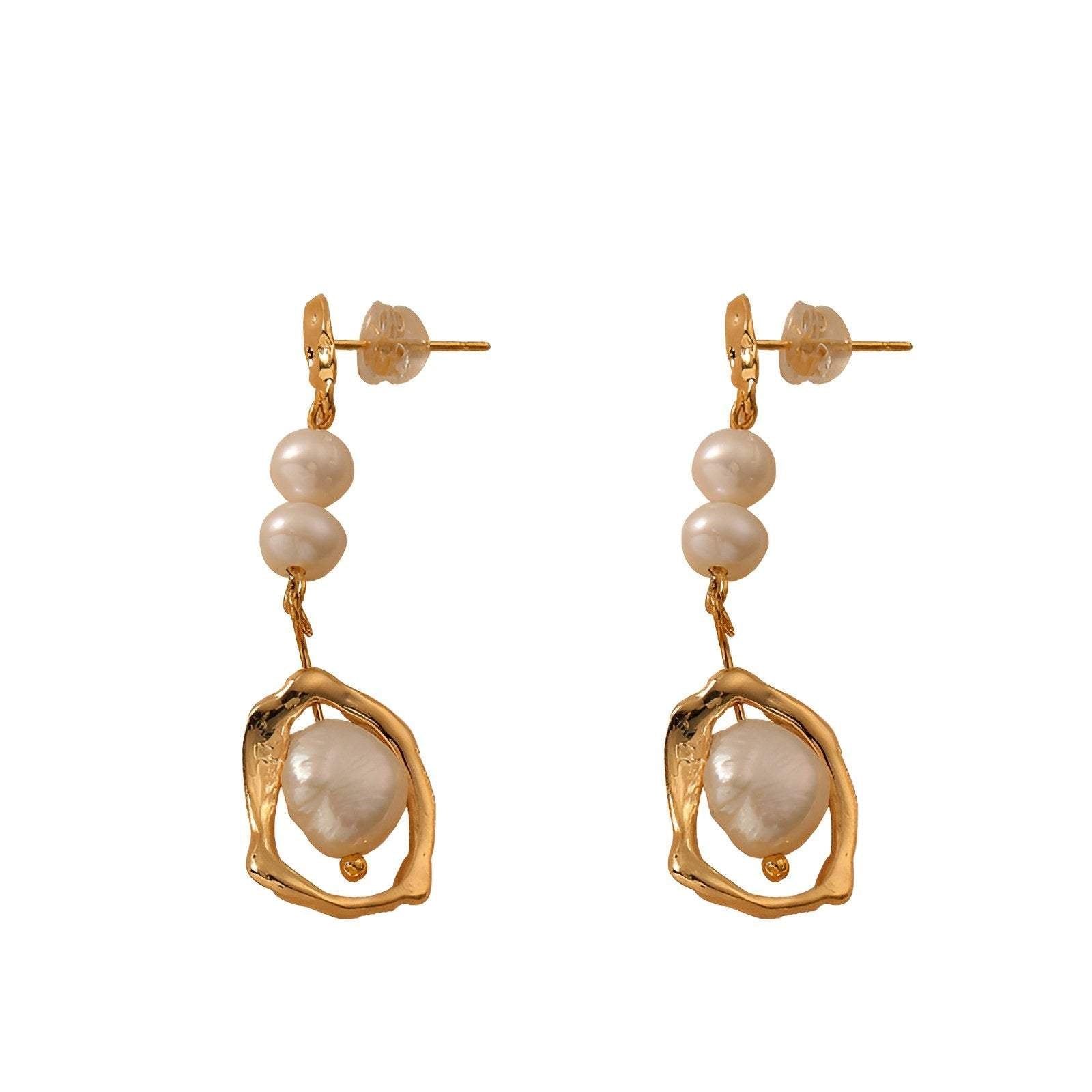 Long Natural Freshwater Pearl Earrings Elegant Women High-End Jewelry Gift