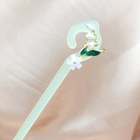 Chinese Style Wind Flower Snow Hairpin Green Hanfu Headdress Women Girls