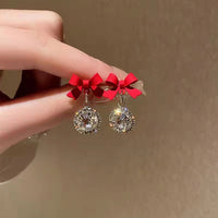 Christmas Red Bow Stud Earrings Festive Fashion Jewellery Women Girls Gift