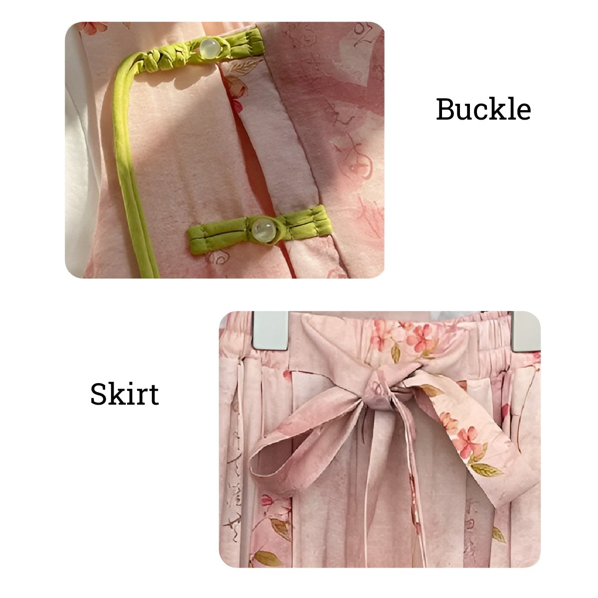 Girls Pink Floral Hanfu Three Piece Set