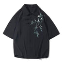 Chinese Bamboo Embroidery Shirt Mens Short Sleeve Spring Fashion Casual Top