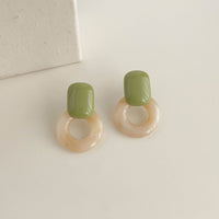 Green Circle Earrings Artistic Jewelry for Girls Trendy Fashion Accessory