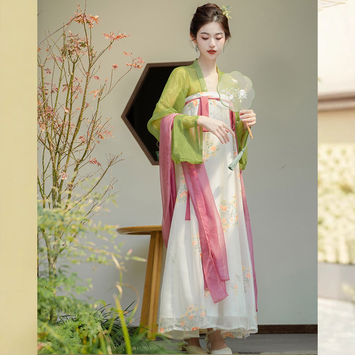 New Chinese Women's Clothing Tang Style Hanfu Elements Daily Chest-length Dress Tea Clothing Two-piece Set