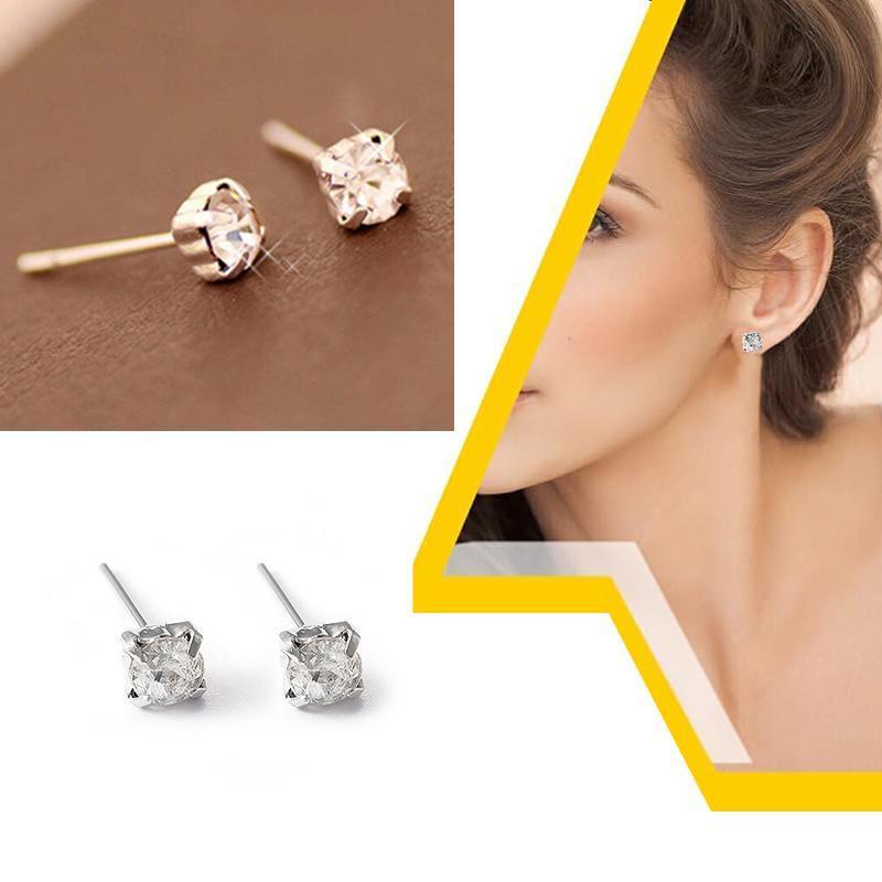 4/5mm Cushion Lab-Created Diamond Stud Earrings Women's 14K White Gold Finish