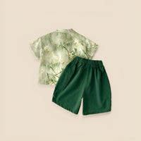 Boys' Traditional Bamboo Green Two-Piece Outfit