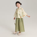 Girl's Bamboo Printing Green Two Pieces  Set