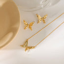 Elegant Vintage Butterfly Pendant Necklace and Earrings Set Stylish Jewelry Gift