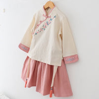 Girls' Embroidered Hanfu Dress - Traditional Chinese Wear