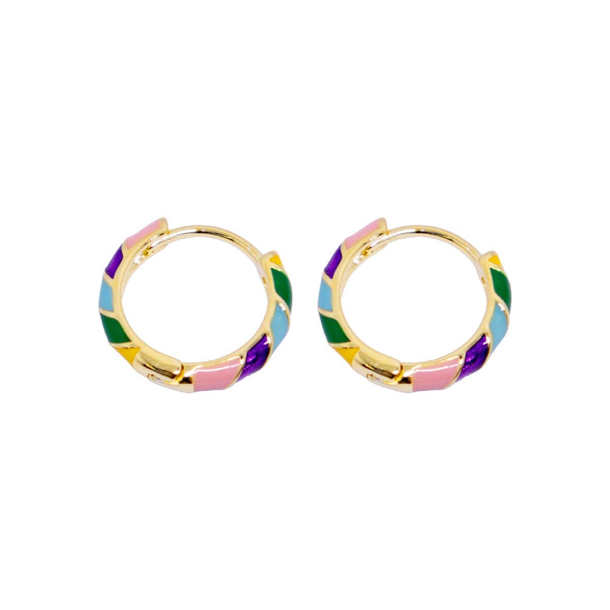 Vintage Ear Loop Earrings with Colourful Enamel Circle Design for Women Jewelry