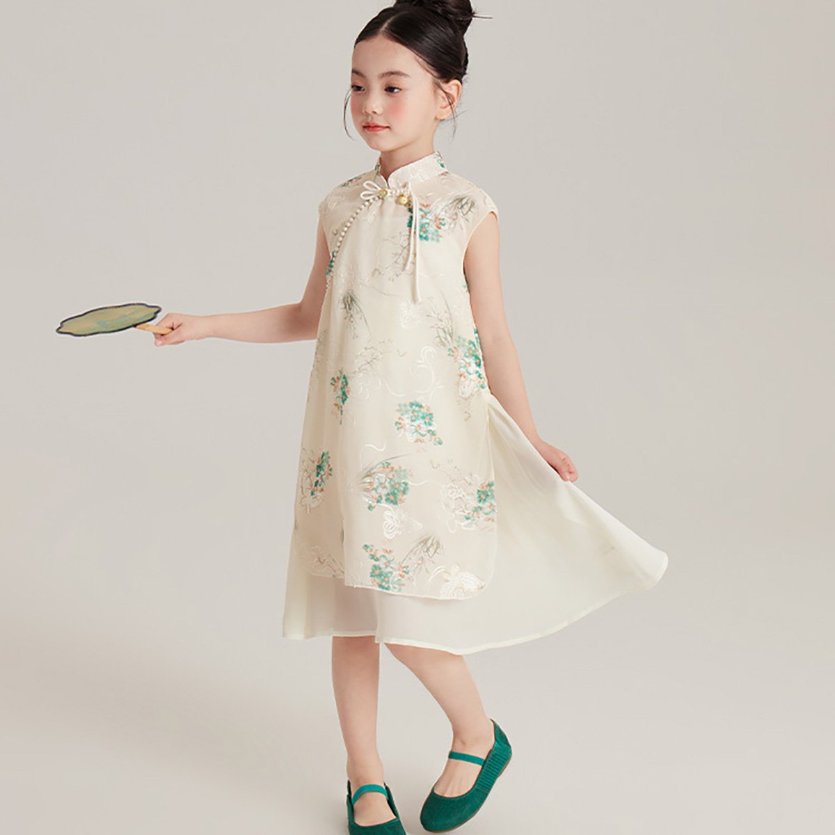 Ivory Floral Cheongsam Dress