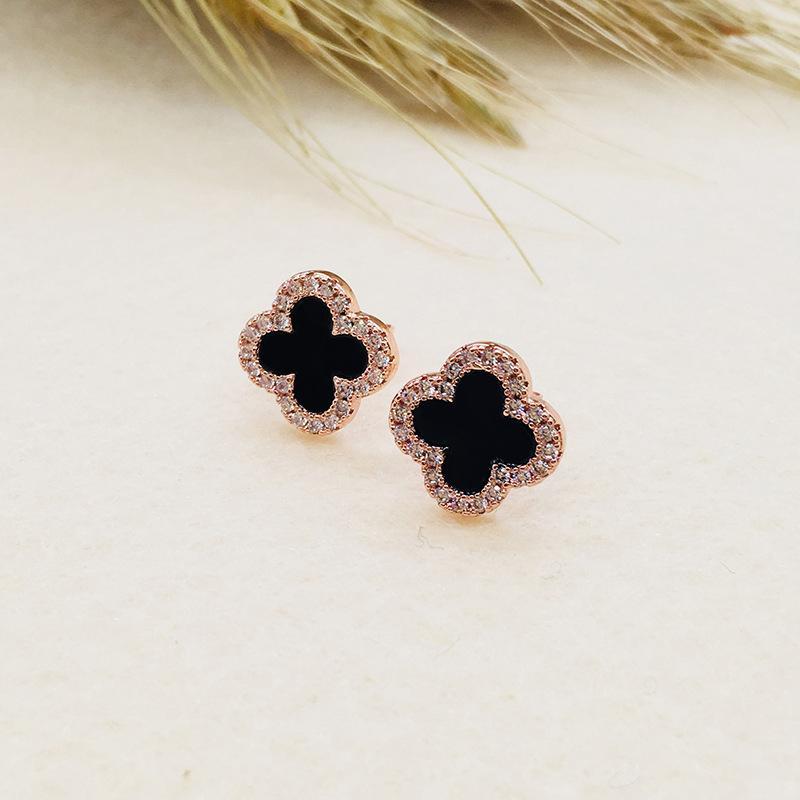 Lucky Clover Rhinestone Stud Earrings