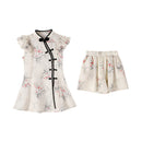 Girls Floral Dress and Shorts Two Piece Set