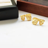 Retro Bow Stud Earrings Vintage Gold Silver Fashion Jewelry Simple Gift