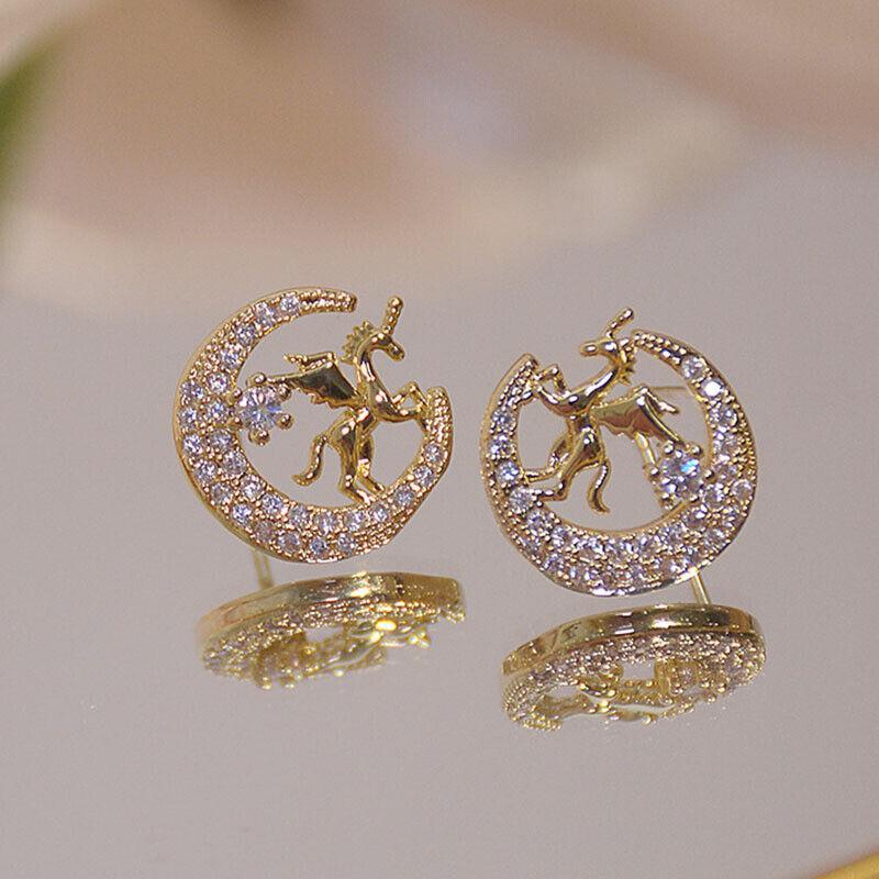 Gold Unicorn Earrings