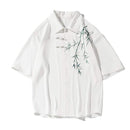 Chinese Bamboo Embroidery Shirt Mens Short Sleeve Spring Fashion Casual Top