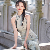 Sleeveless Floral Cheongsam Dress