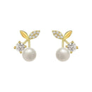 Fashion Pearl Wedding Earrings Zircon Cherry Stud Pearl Earrings for Women