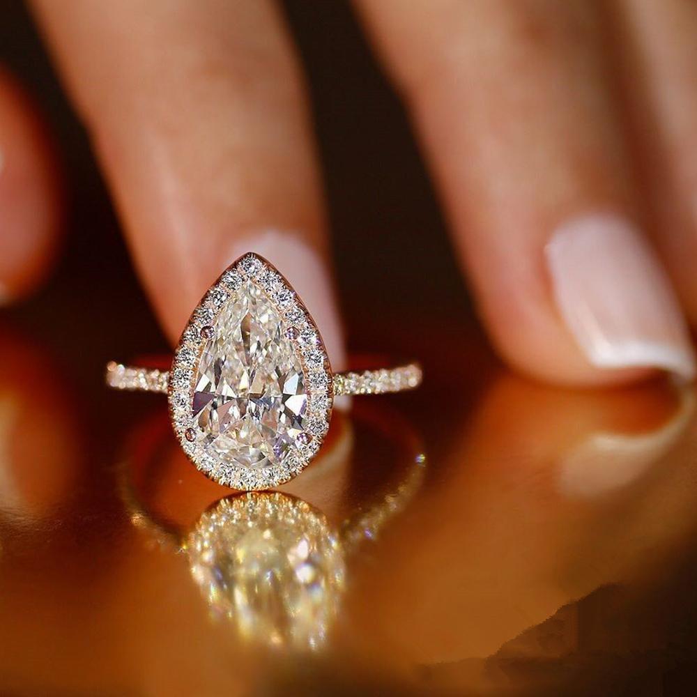 Pear-Shaped Zircon Engagement Ring