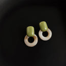 Green Circle Earrings Artistic Jewelry for Girls Trendy Fashion Accessory