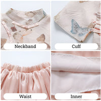 Girls' Cartoon Bird Print New Chinese Style Pink Set