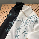 Chinese Bamboo Embroidery Shirt Mens Short Sleeve Spring Fashion Casual Top