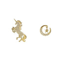 Moon-Star Design Gold Statement Earrings