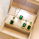 Vintage Paraiba Tourmaline Emerald Gemstone Earrings Ring Necklace Women Gift