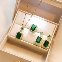 Vintage Paraiba Tourmaline Emerald Gemstone Earrings Ring Necklace Women Gift