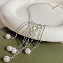 Hollow Imitation Pearl Fringe Multi Layer Necklace Fashion Jewellery Women